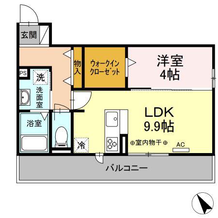 ハッピーミヤハラ(1LDK/3階)の間取り写真