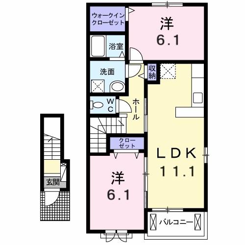 エトワール(2LDK/2階)の間取り写真