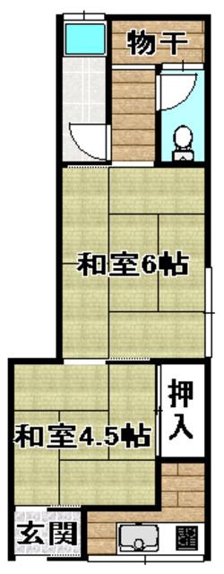 幸楽荘(2K/2階)の間取り写真