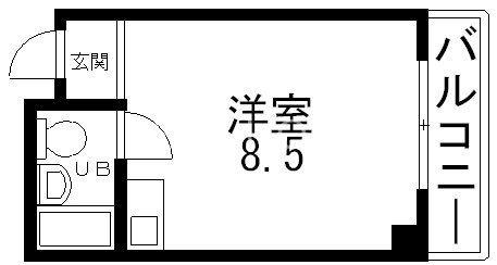 H2O高井田ビル(ワンルーム/5階)の間取り写真