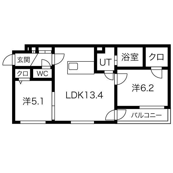 TIAMO MIYANOSAWA(2LDK/1階)の間取り写真