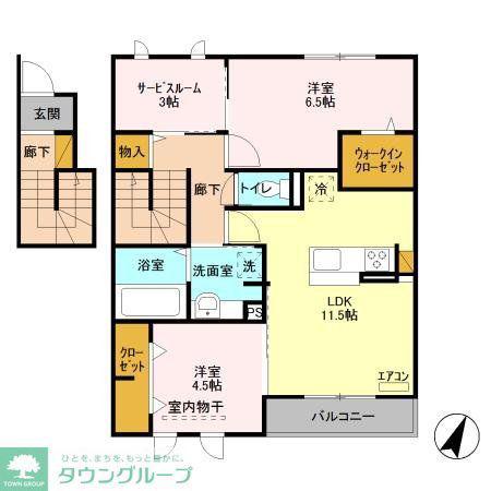 カーネリアン(2SLDK/2階)の間取り写真
