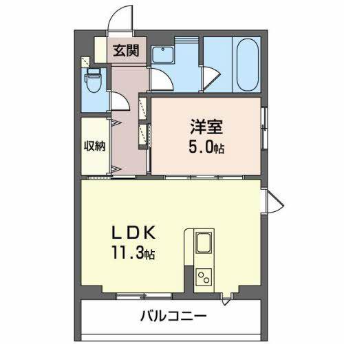 AZUL学校町(1LDK/2階)の間取り写真