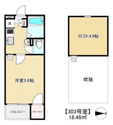 グランクオール北赤羽(1K/3階)の間取り写真