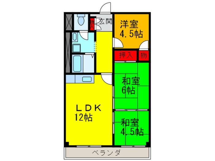 グランデュール弥生(3LDK/2階)の間取り写真