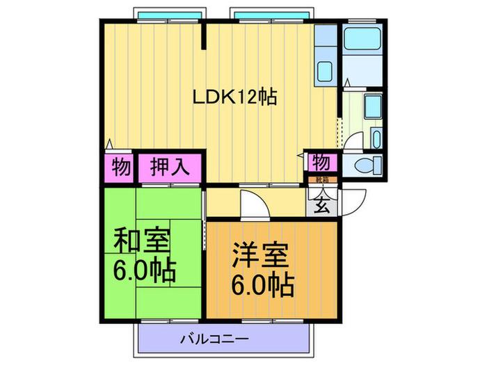 ローズハイツ(2LDK/2階)の間取り写真