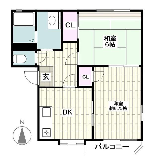 パークヒルいずみ中央 C棟(2DK/2階)の間取り写真