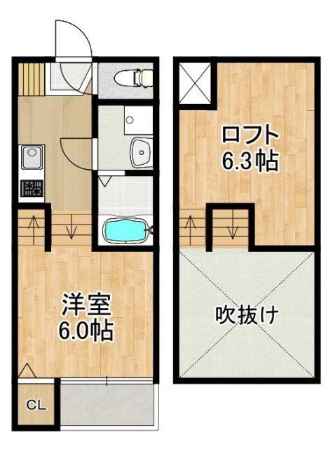 MODERN PALAZZO多良見IC(1SK/2階)の間取り写真