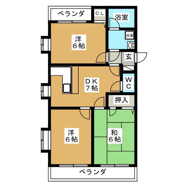 ラブリー壱番館(3DK/1階)の間取り写真
