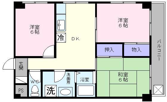 北条マンション(3DK/3階)の間取り写真