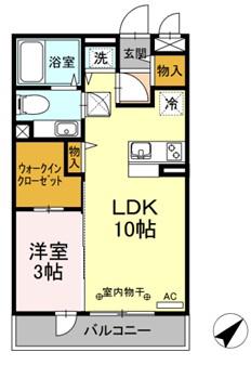 ブロッサムガーデンI(1LDK/1階)の間取り写真