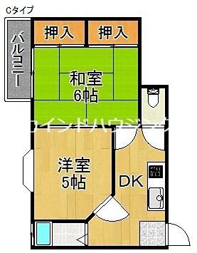 キャピタル住之江公園(2DK/3階)の間取り写真