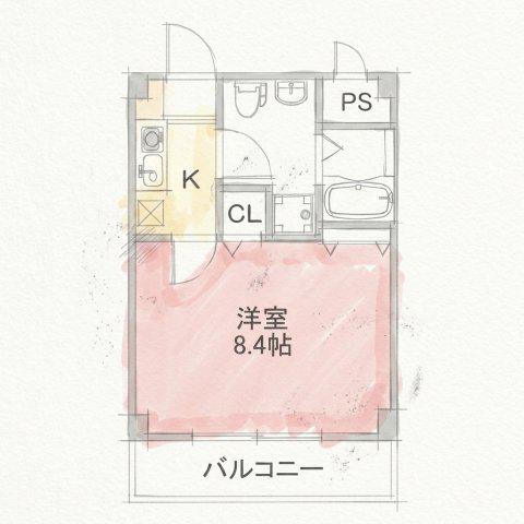 ダブルツリー7番館(1K/3階)の間取り写真