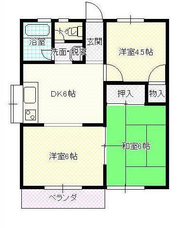 すみれが丘ハイツ(3DK/2階)の間取り写真