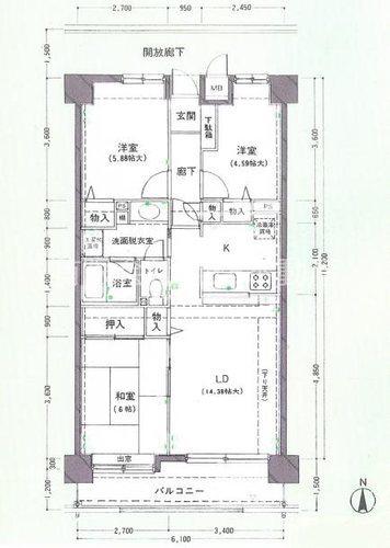 与野本町ローヤルコーポ(3LDK/1階)の間取り写真