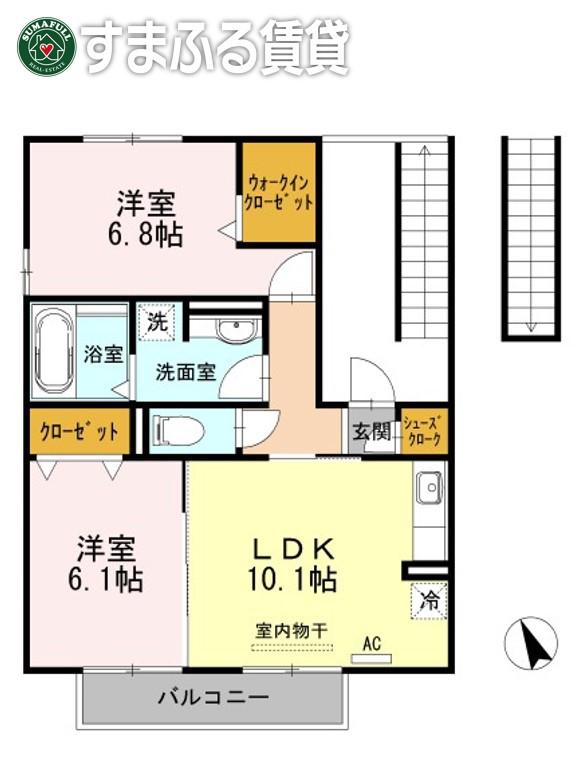 ル・ブルジョン(2LDK/2階)の間取り写真