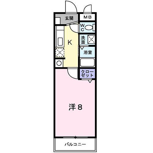ハイツHIRO(1K/2階)の間取り写真