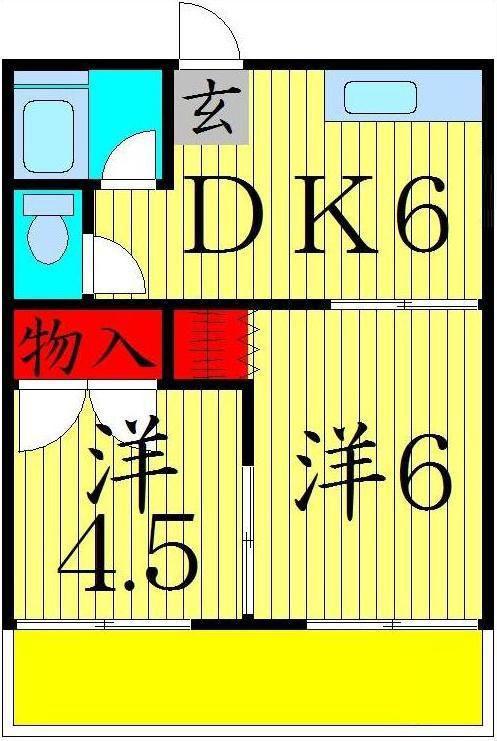 シマハイツ(2DK/2階)の間取り写真