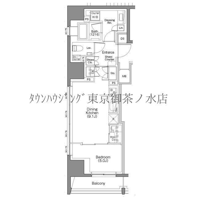 ザ・パークハビオSOHO大手町(1LDK/6階)の間取り写真