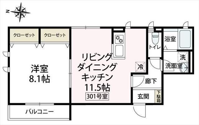 プリマベーラ中瀬(1LDK/3階)の間取り写真