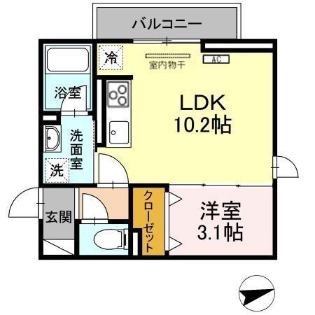 グラン カナル(1LDK/1階)の間取り写真