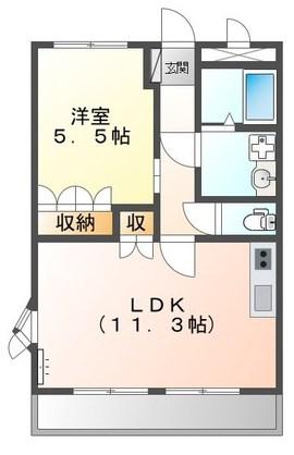 メゾンミルキーウェイI(1LDK/2階)の間取り写真