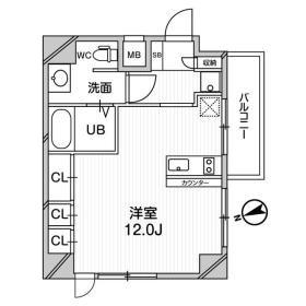 メゾン夕陽ヶ丘(ワンルーム/6階)の間取り写真