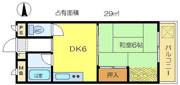 ニューコーポ芝(1DK/1階)の間取り写真
