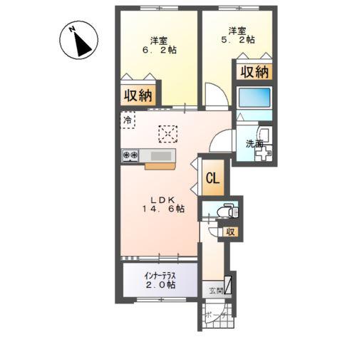 EXCEL・I弐番館(2LDK/1階)の間取り写真