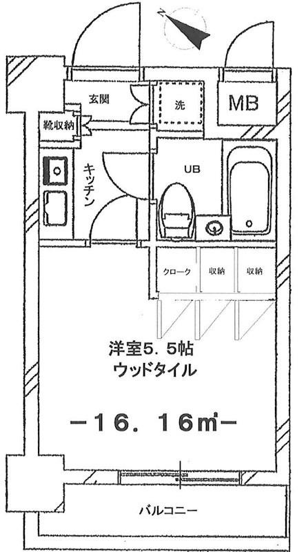 ニックアーバンスピリッツ横浜反町(1K/5階)の間取り写真