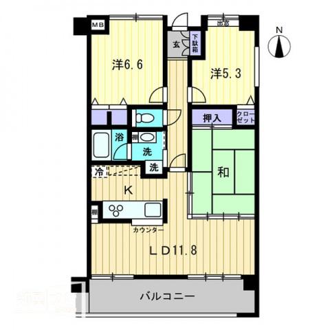 サウスフォレスト(3LDK/6階)の間取り写真