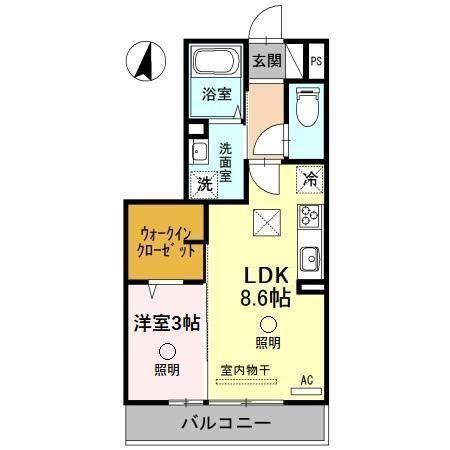 スカイシャイン(1LDK/1階)の間取り写真