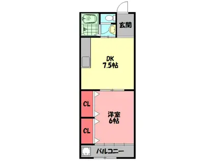 岡林ビル(1DK/4階)の間取り写真
