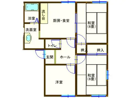 ラフォーレ五十部(3DK/2階)の間取り写真