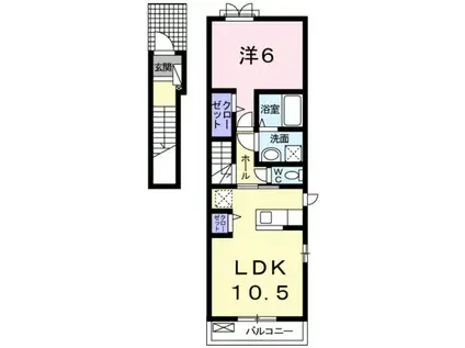 サンライズ霞 I(1LDK/2階)の間取り写真