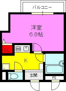 ドリームネオポリス北鴻池(1K/3階)の間取り写真