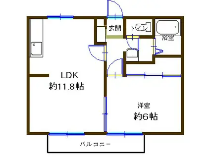 ハイツドミール(1LDK/2階)の間取り写真