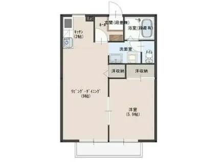 メゾンみさわ(1LDK/2階)の間取り写真