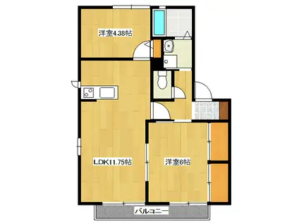 キャトルセゾンG(2LDK/2階)の間取り写真