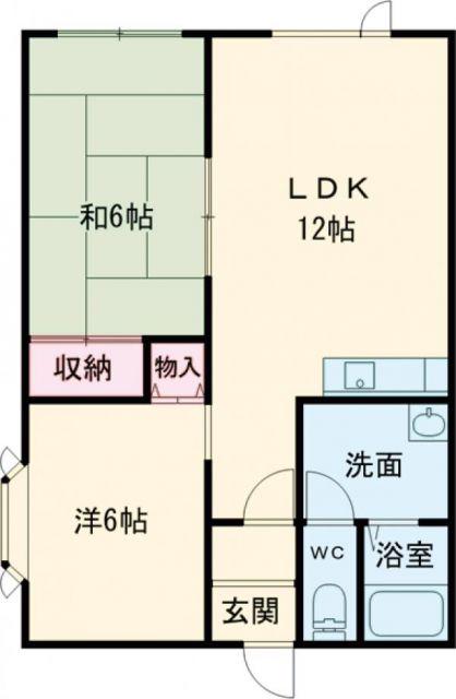 メゾンドピュアA棟(2LDK/1階)の間取り写真