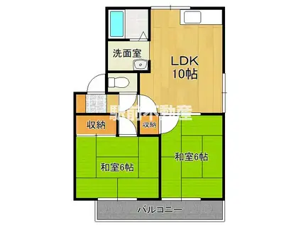 ロイヤルハイツB棟(2LDK/2階)の間取り写真