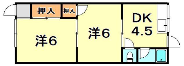 賀茂川荘(2DK/2階)の間取り写真