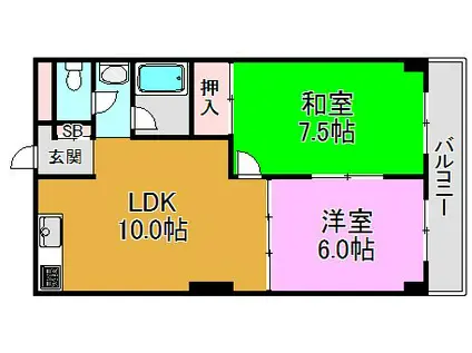 レジデンス藤戸(2LDK/2階)の間取り写真