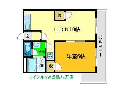 コーポ二丈(1LDK/4階)の間取り写真