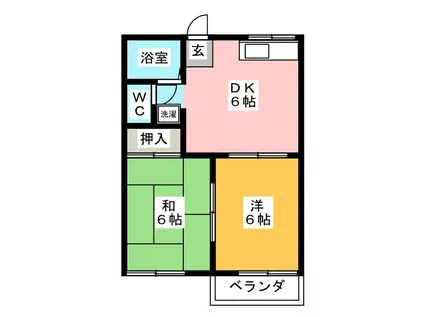 ハピネス千代V(2DK/2階)の間取り写真