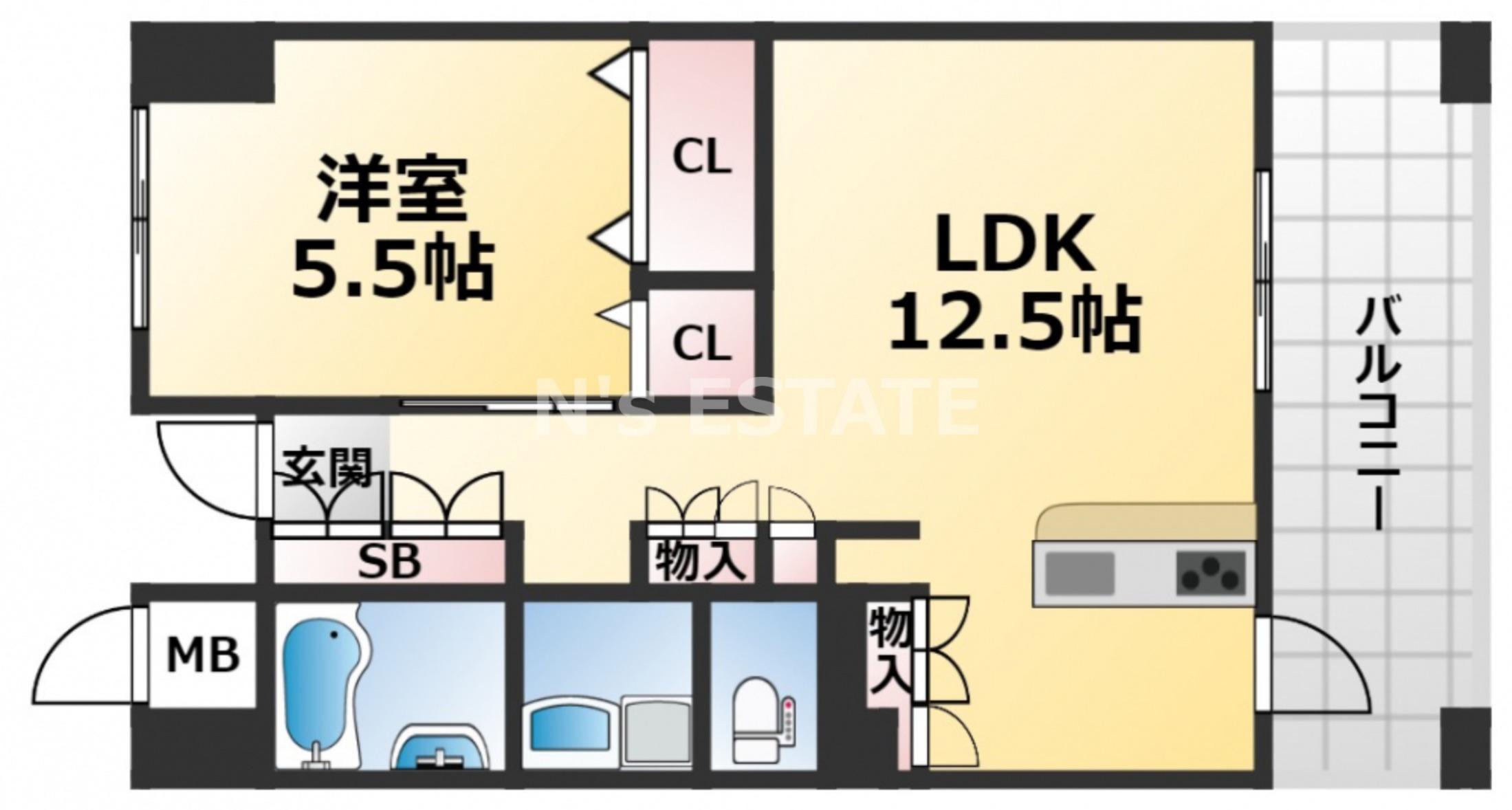 アーバネックス神戸駅前(1LDK/4階)の間取り写真