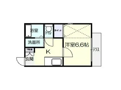 エクセル立花(1K/1階)の間取り写真