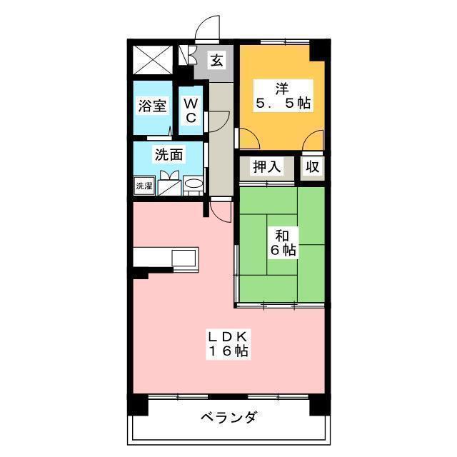 佳千ビルIII(2LDK/6階)の間取り写真