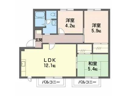 フジハイム(3LDK/1階)の間取り写真