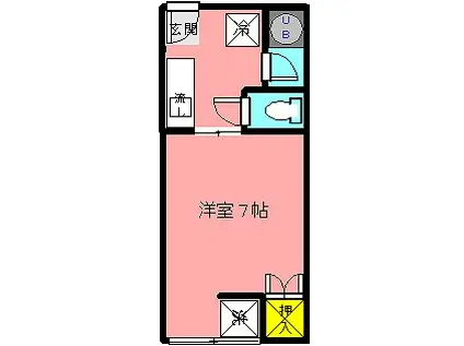 コーポあまるべ(1K/1階)の間取り写真